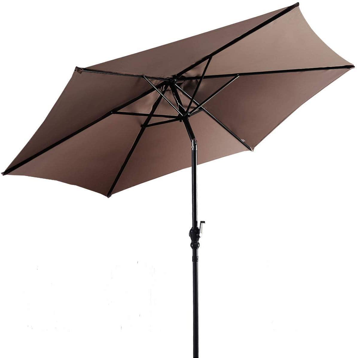 10ft Outdoor Patio Umbrella, Market Table umbrella w/ Tilt Adjustment and Crank, 180G Polyester - Giantexus