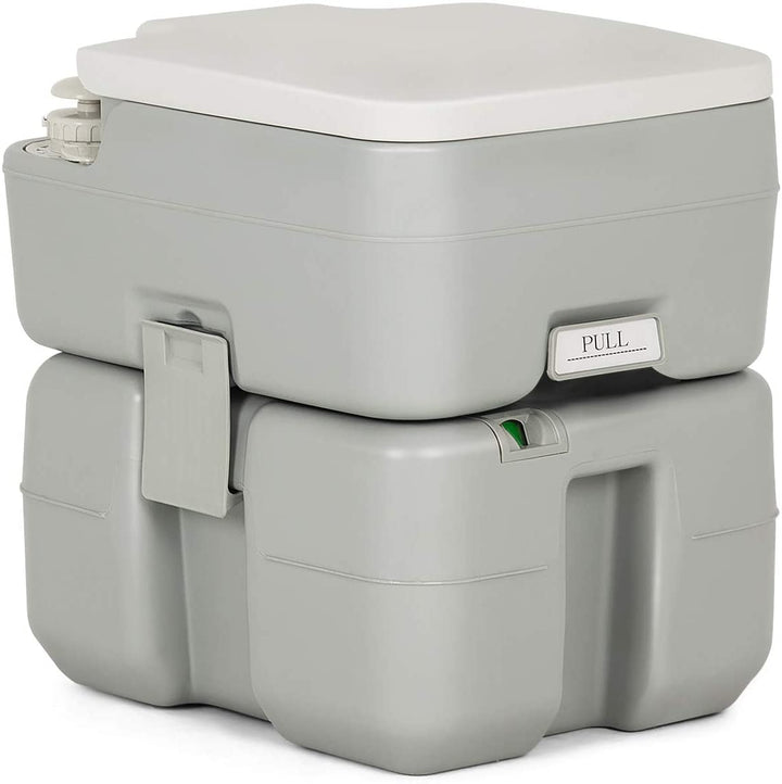 Portable RV Toilet 5.3 Gallon with Level Indicator & 3-Piston Pump Flush