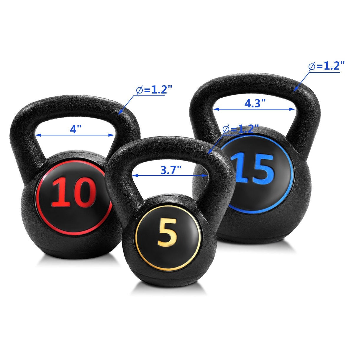 Giantex 3-Piece Kettlebell Weights Set, Weight Available 5,10,15 lbs????o?Black - Giantexus