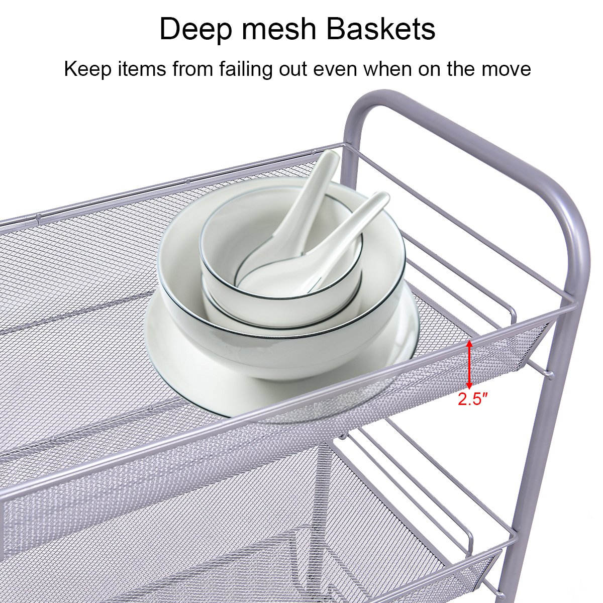 Giantex Storage Rack Trolley Cart Home Kitchen Organizer Utility Baskets (4 Tier, Silver)