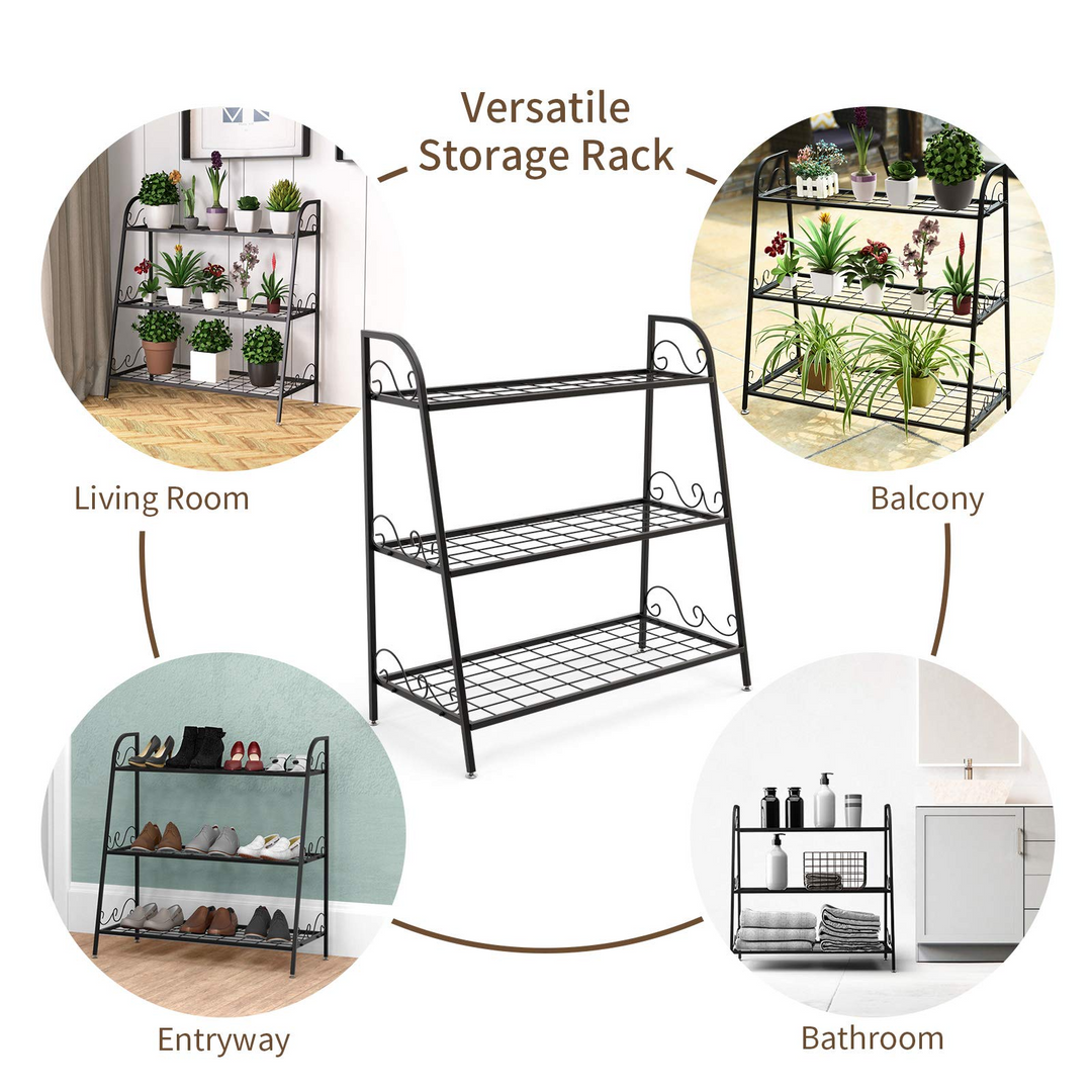 Giantex 3 Tier Metal Plant Stand, Indoor Outdoor Plant Shelf