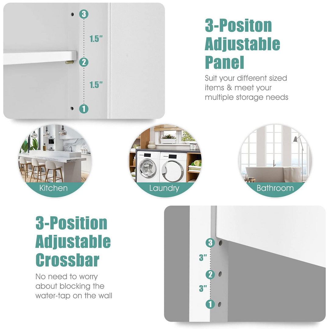 Giantex Over The Toilet Storage Cabinet W/ 2-Door Cabinet, Open Shelf, 3-Positon Adjustable Shelf