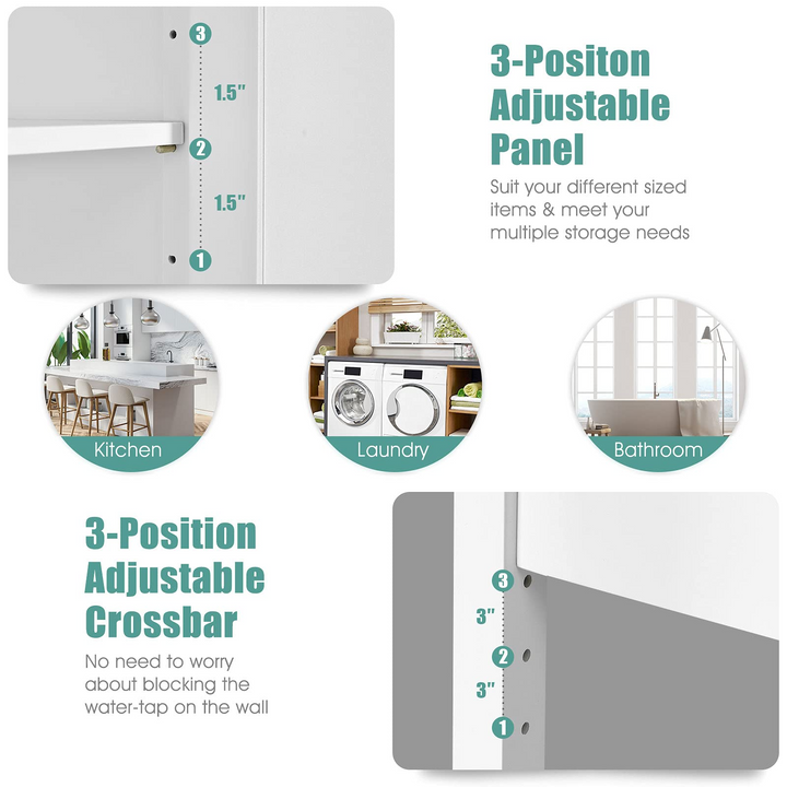 Giantex Over The Toilet Storage Cabinet W/ 2-Door Cabinet, Open Shelf, 3-Positon Adjustable Shelf