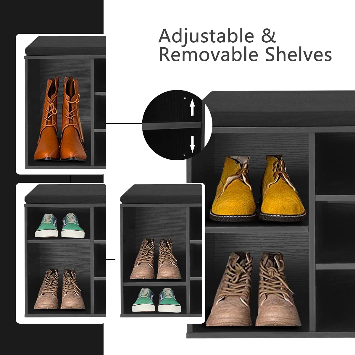 Giantex Shoe Storage Bench with Cushion, Entryway Shoe Rack Bench