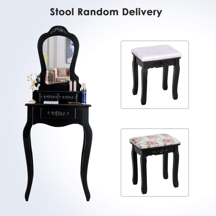 Vanity Set with 3 Drawers and Cushioned Stool