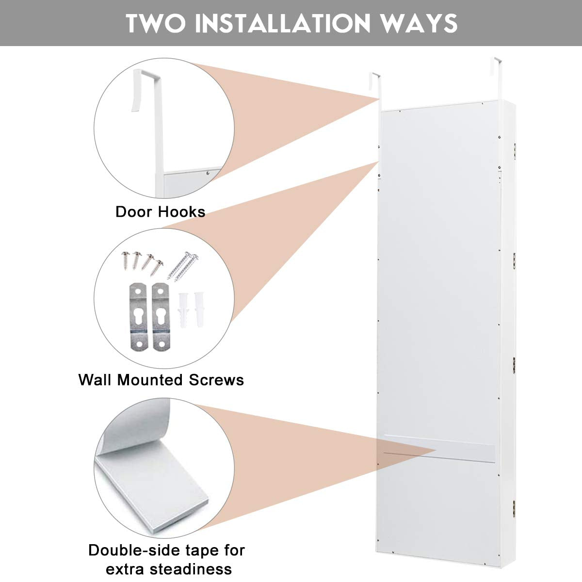 Wall Door Mounted Jewelry Armoire Cabinet with Full-length Mirror - Giantex