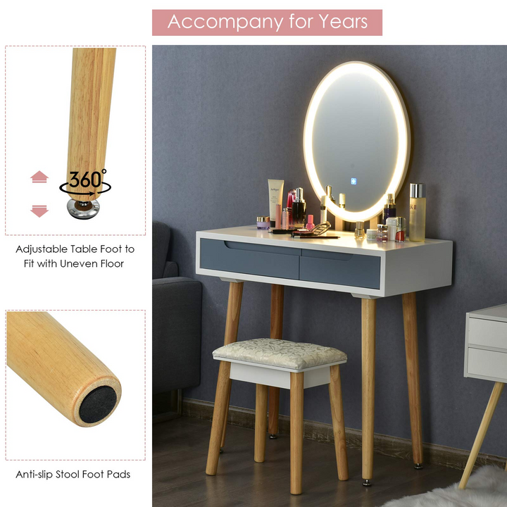 CHARMAID Vanity Set with Lighted Mirror - Giantexus