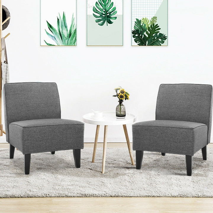 Thick Armless Accent Chair, Fabric Upholstered Slipper Chair - Giantexus