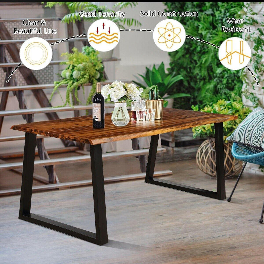 Rectangular Acacia Wood Dining Table Rustic Indoor &Outdoor Furniture - Giantexus