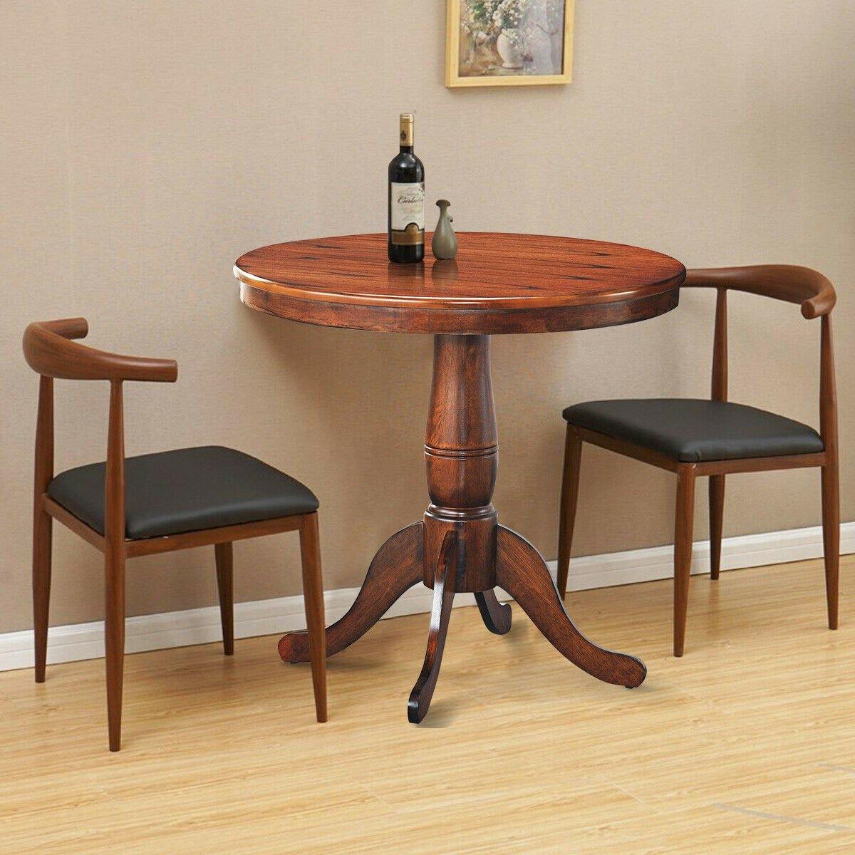 Table 30" Wooden Round Pub Pedestal Side Table (30 Inch) - Giantexus