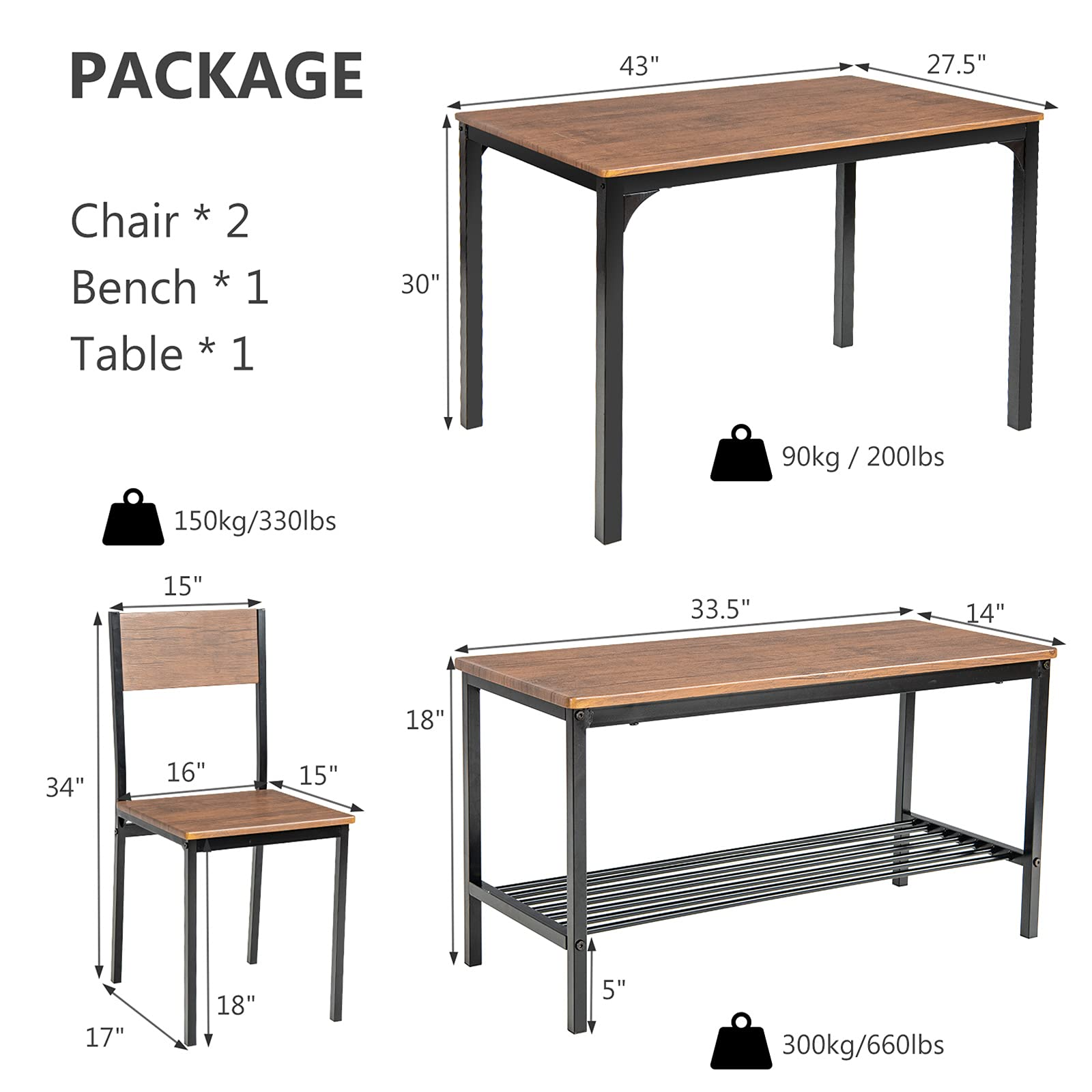 Dining Table Set for 4 - Giantex
