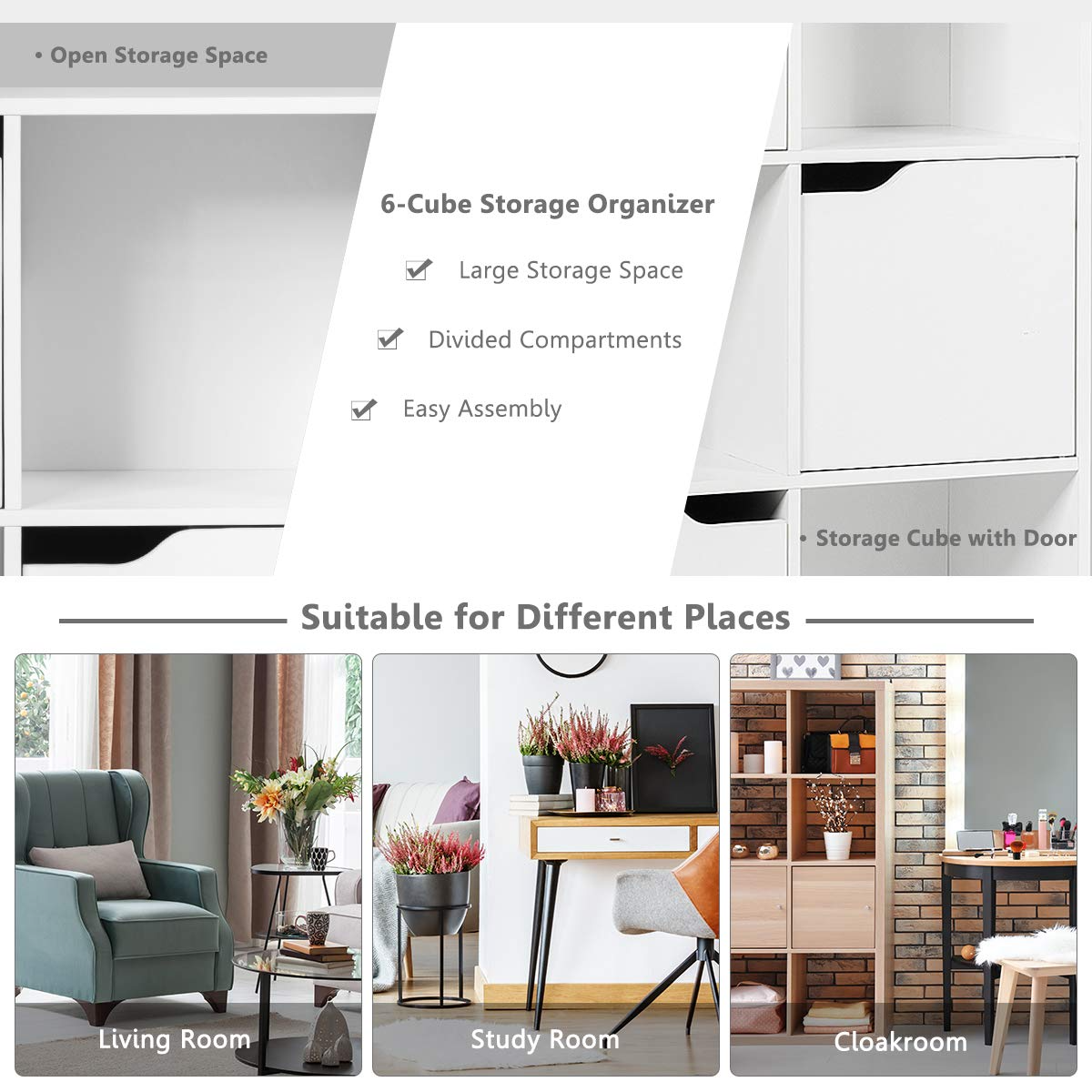 Giantex 9-Cube Storage Organizer, Storage Cabinet with 4 Open Cubes and 5 Cabinets