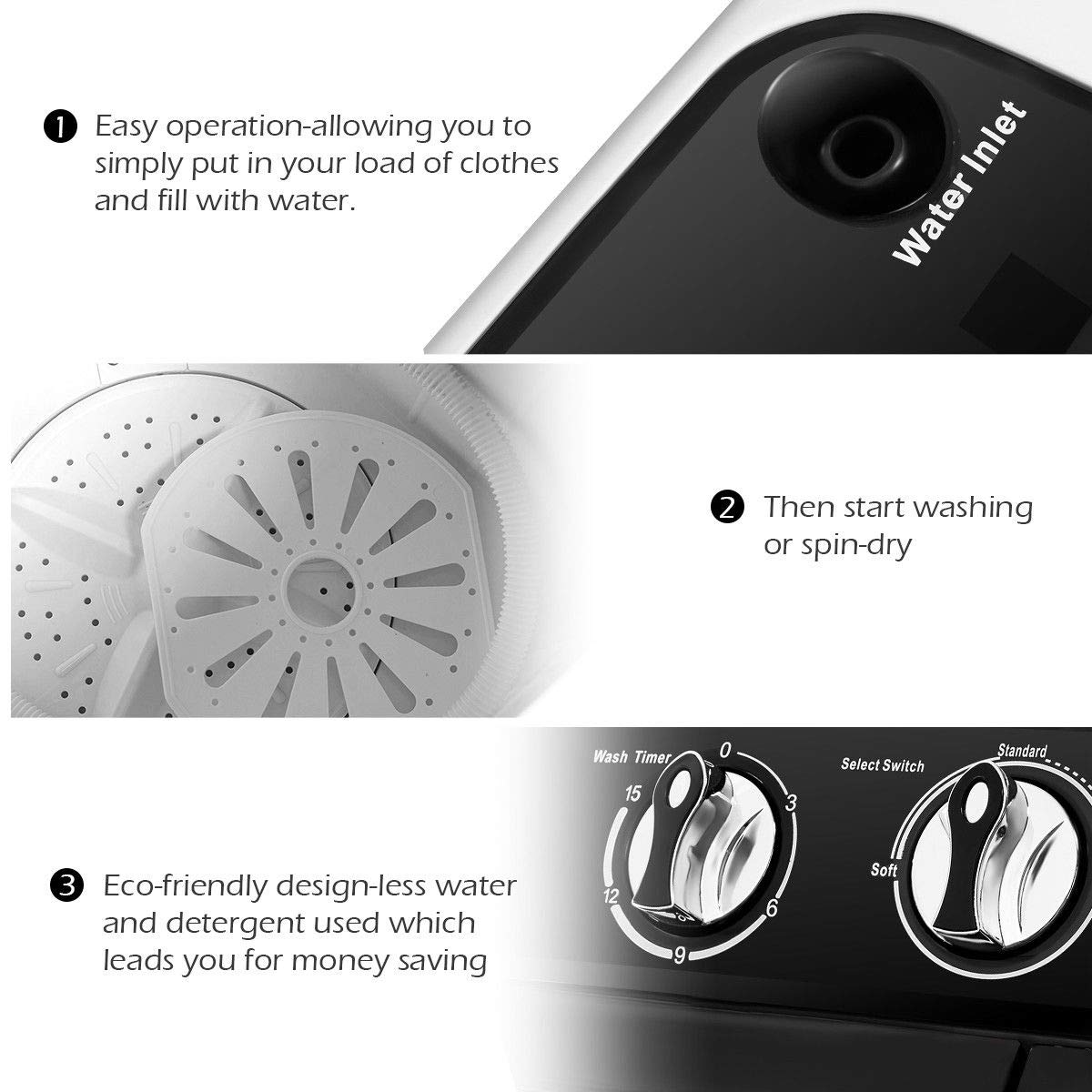 Portable Twin Tub Mini Clothes Washer Machine for Apartment