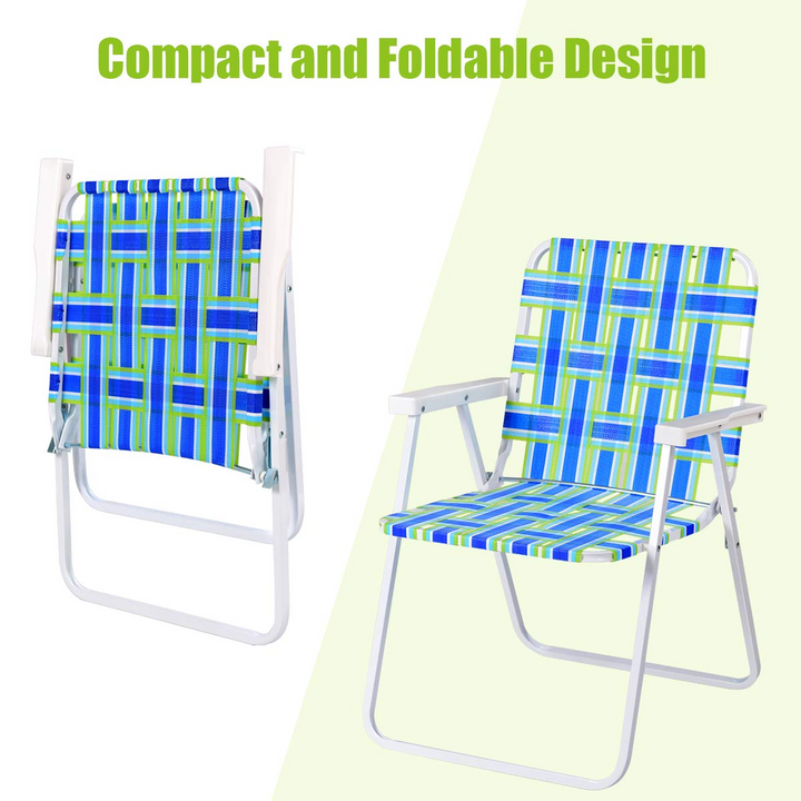Giantex Folding Lawn Chairs Set of 6 Outdoor Portable Beach Chair W/Stable Steel Frame