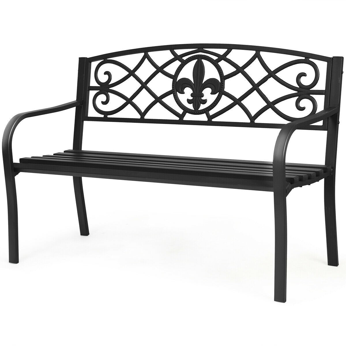 Giantex 50inch Patio Garden Bench,Outdoor Loveseat with Pattern Backrest