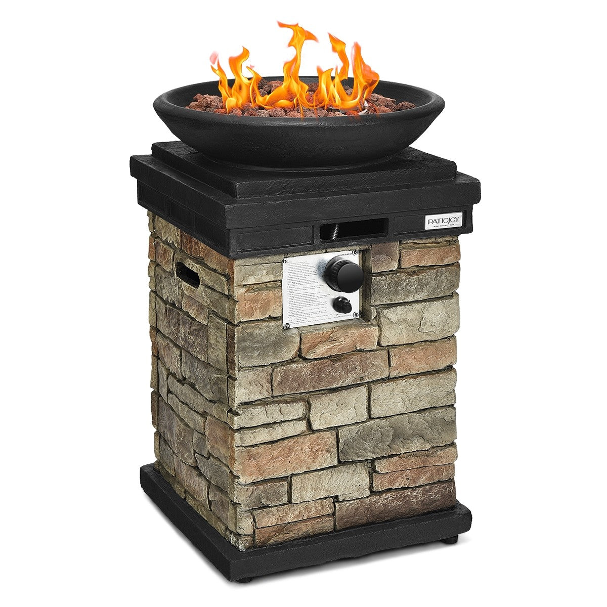 Firebowl Column, 40,000 BTU Outdoor Gas Fire Pit - Giantex