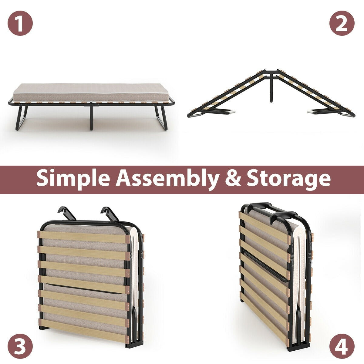 Folding Guest Bed-with Memory Foam Mattress