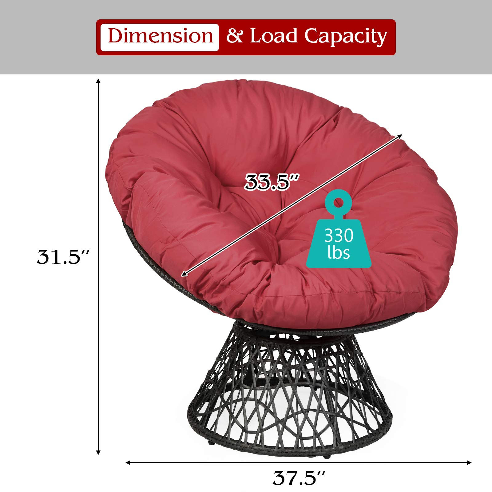 Giantex Rattan Round Papasan Chair
