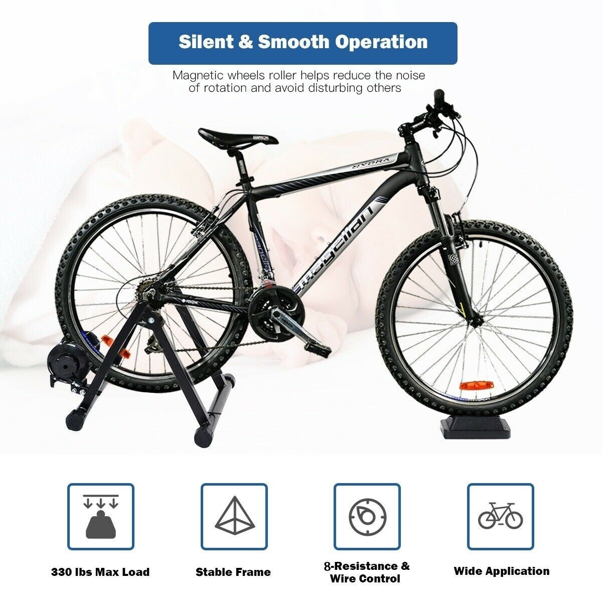 Steel Bike Trainer Stand, Indoor Bicycle Exercise Magnetic Stand - Giantexus