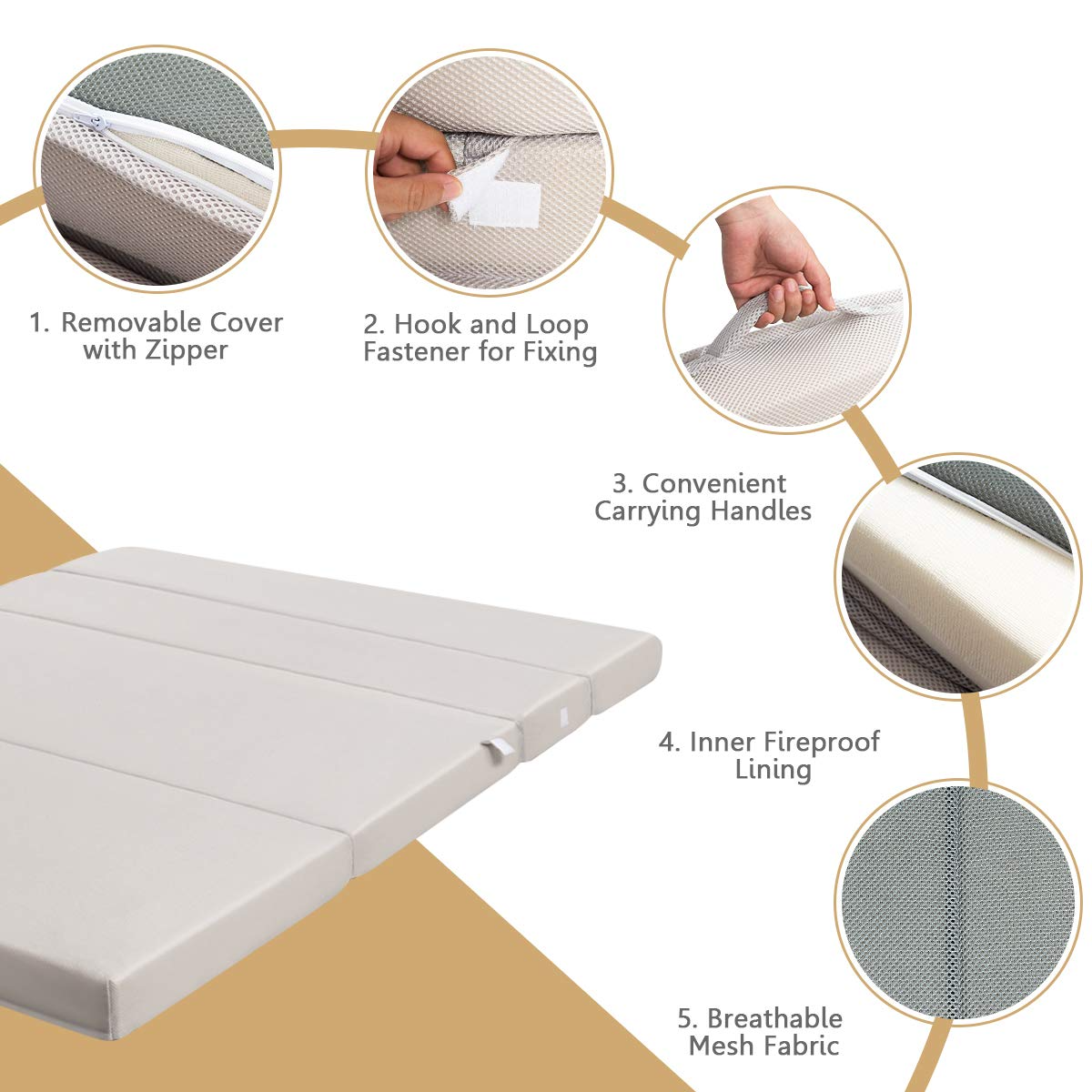 Giantex 4" Thick Folding Portable Mattress Pad Sofa Bed with Carrying Handles