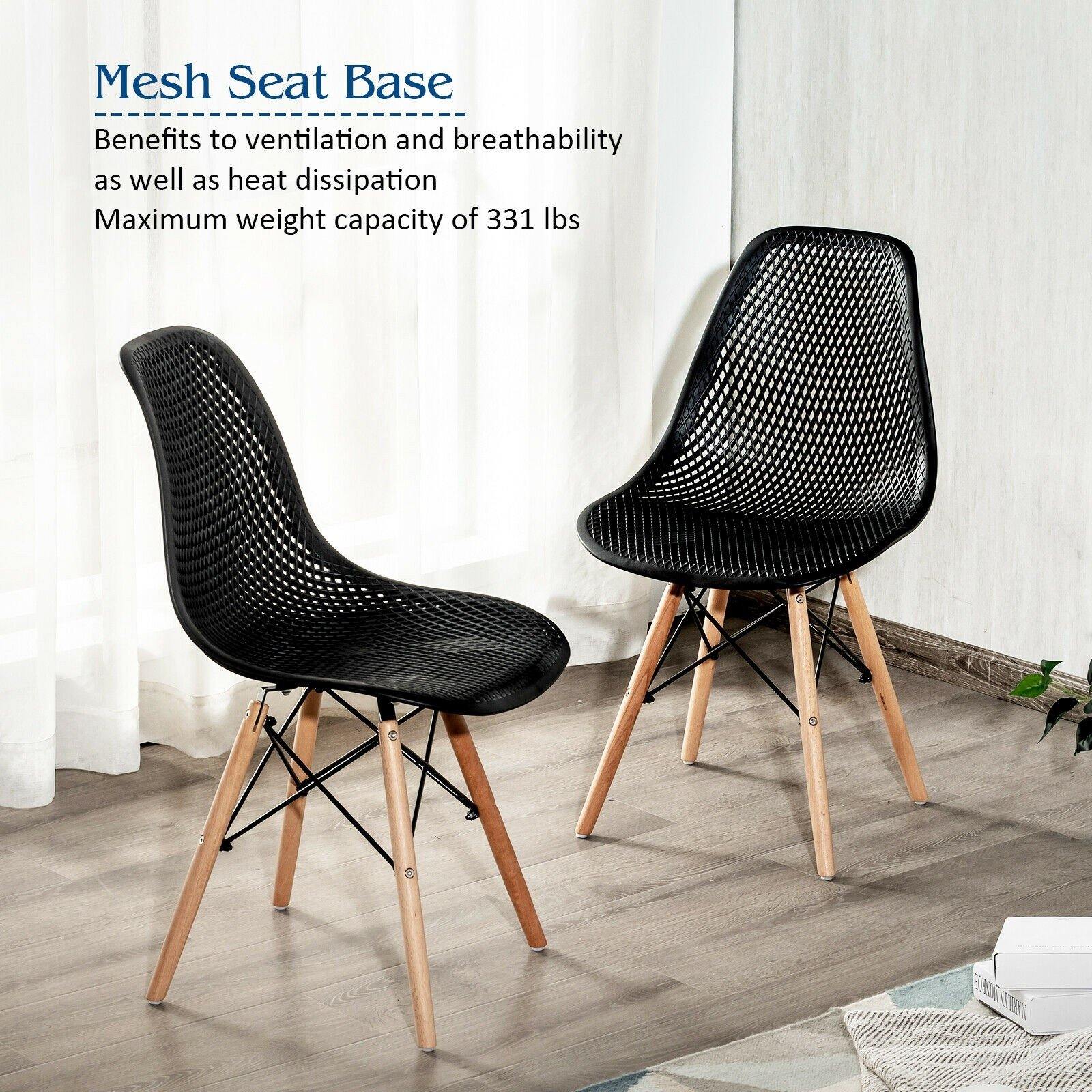 Giantex Set of 2 or 4 Modern Dining Chairs, Shell PP Lounge Side Chairs w/ Mesh Design - Giantexus