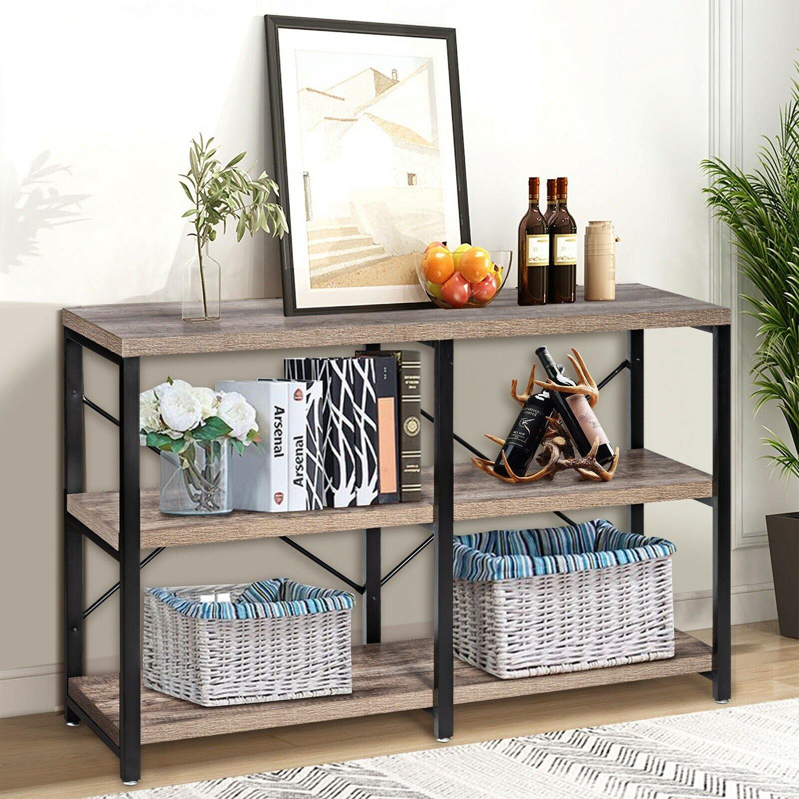 3-Tier Console Table Sofa Side Table, Entryway Foyer Table - Giantexus