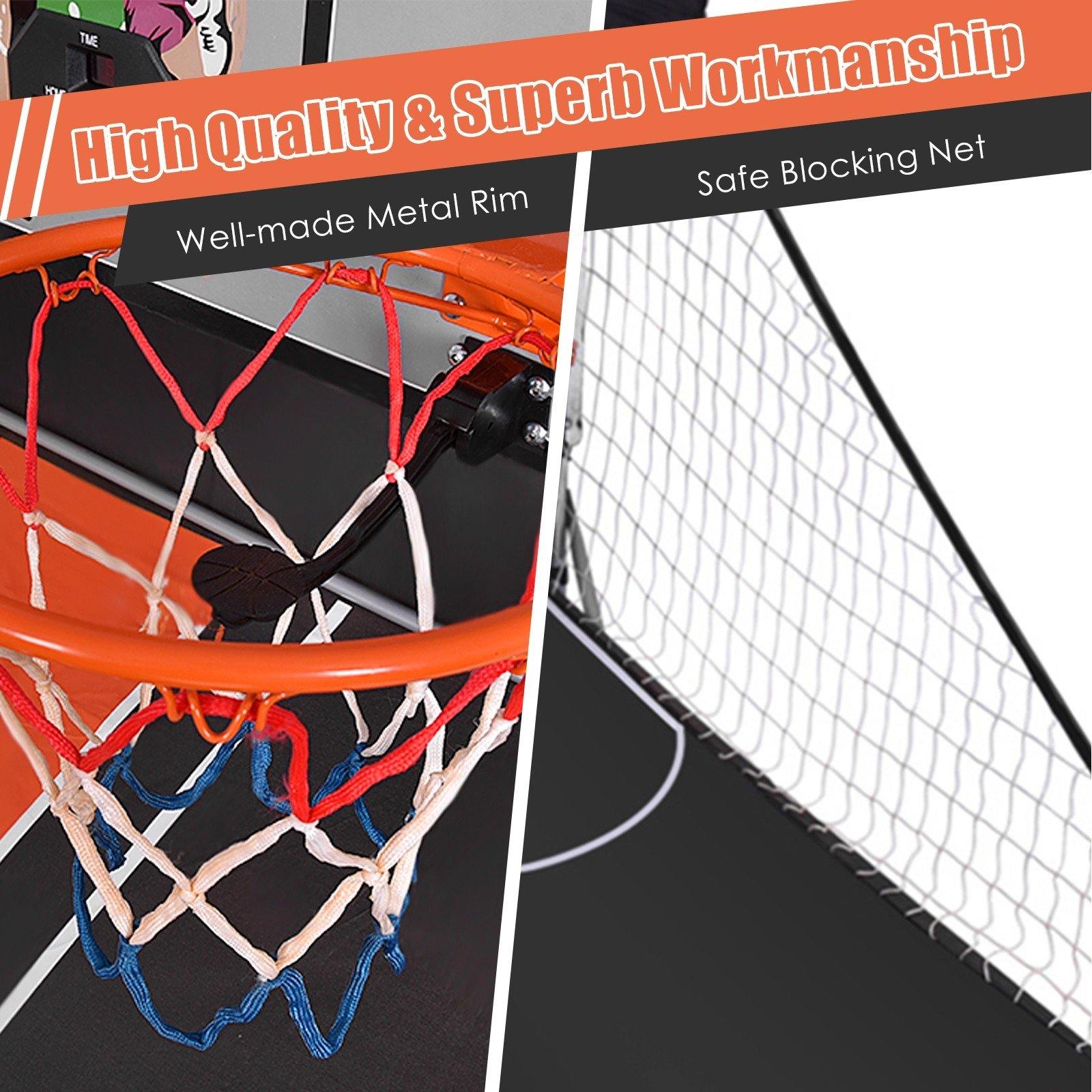 Foldable Basketball Arcade Game, 8 Game Options, Electronic Double Shot 2 Player w/ 4 Balls and LED Scoring System - Giantexus