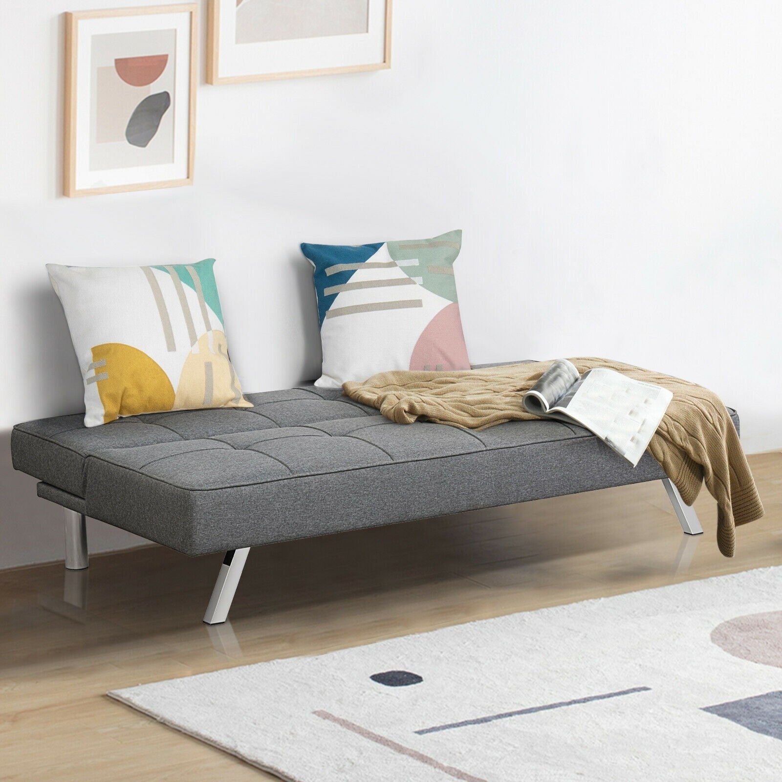 Giantex 3-Seat Convertible Sofa Bed, Sofa Bed w/ 3 Adjustable Angles