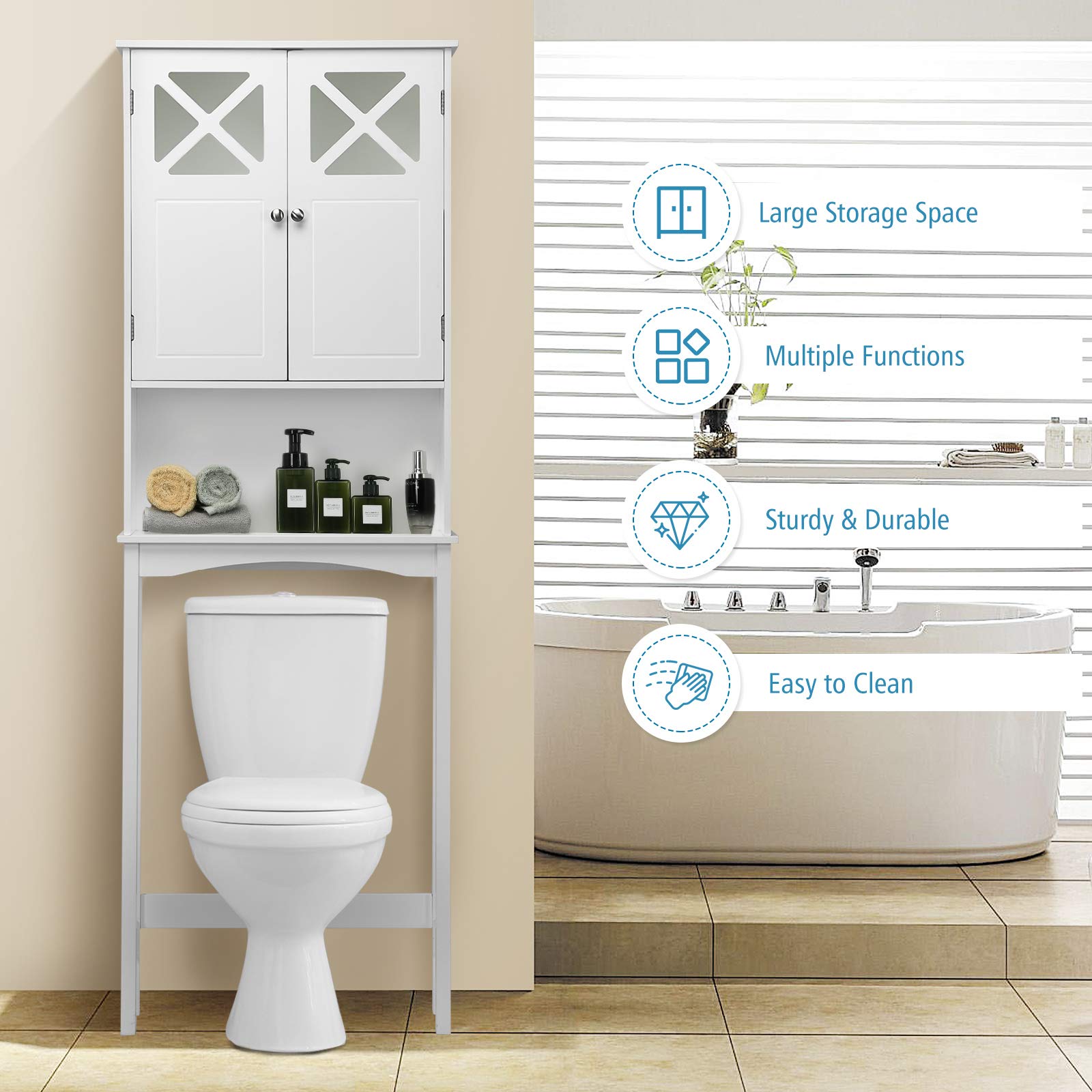 Over-The-Toilet Bathroom Space Saver with Adjustable Shelf