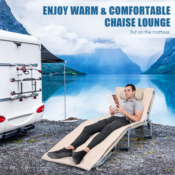 Giantex Lounge Chair Chaise Lounger, Beach Recliner with Mattress