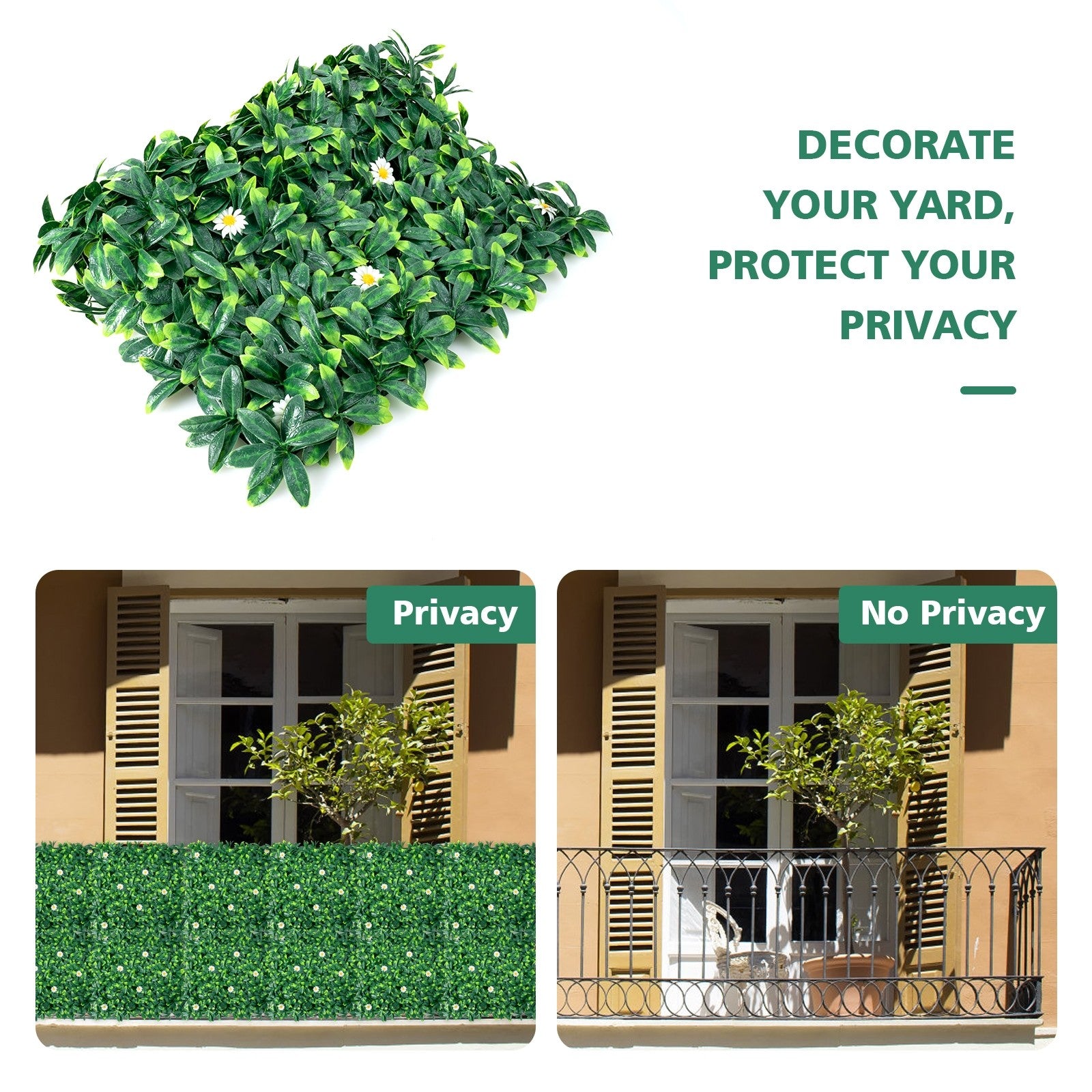Giantex 12PCS 20x20inch Artificial Boxwood Panels Garden Privacy Fence Screen