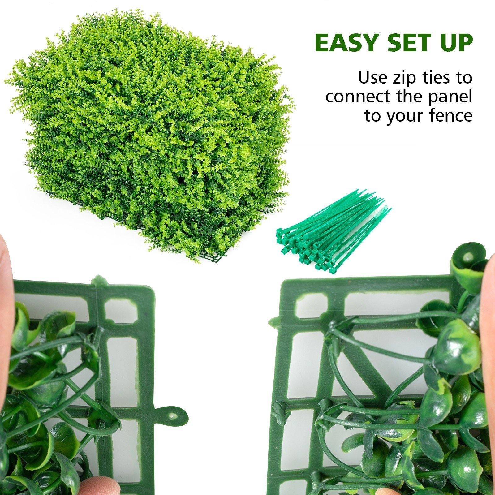 12 Pcs 16x24inch Artificial Eucalyptus Hedge Plant Privacy Fence Panels - Giantexus