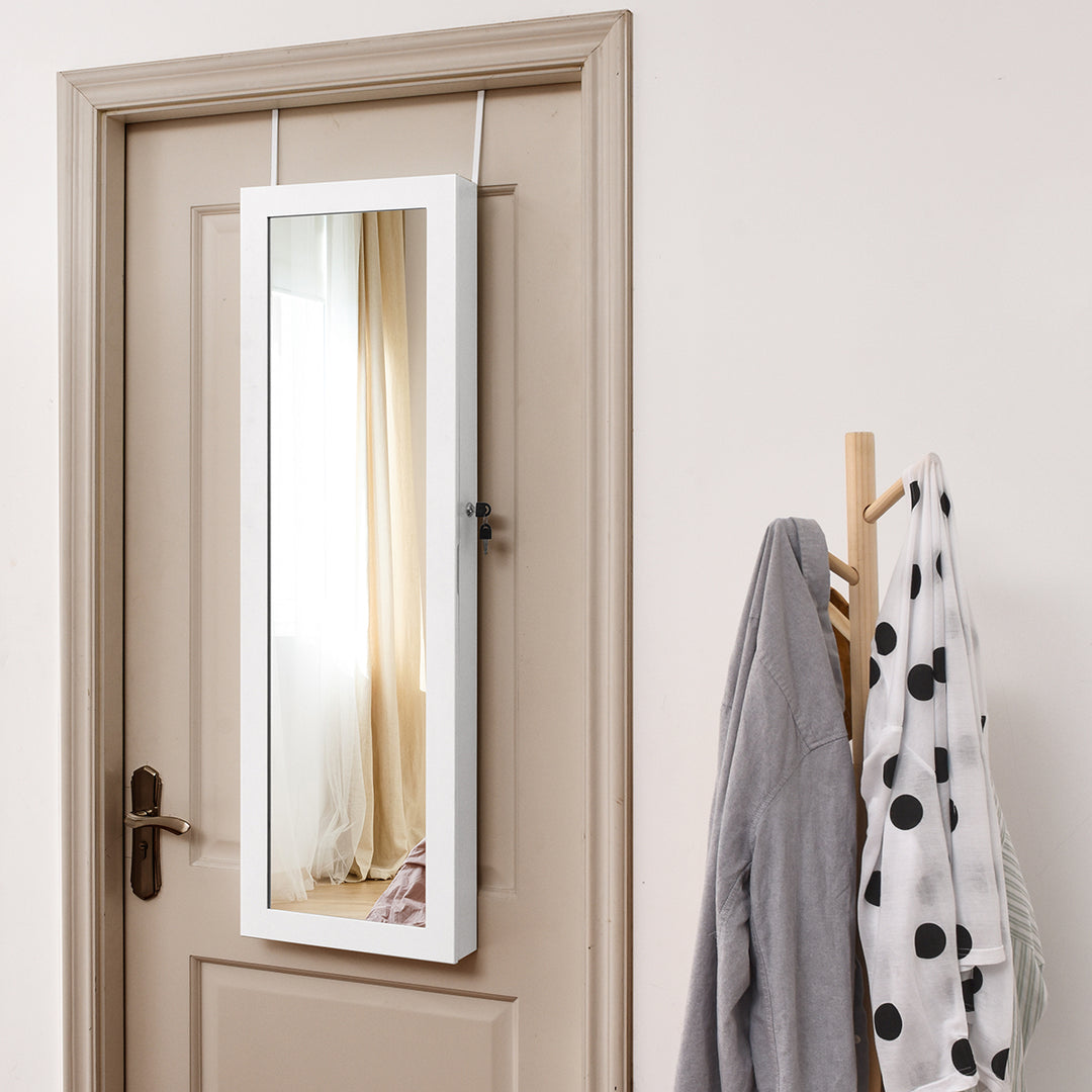  15 LEDs Wall Door Mounted Jewelry Armoire with Mirror - Giantex