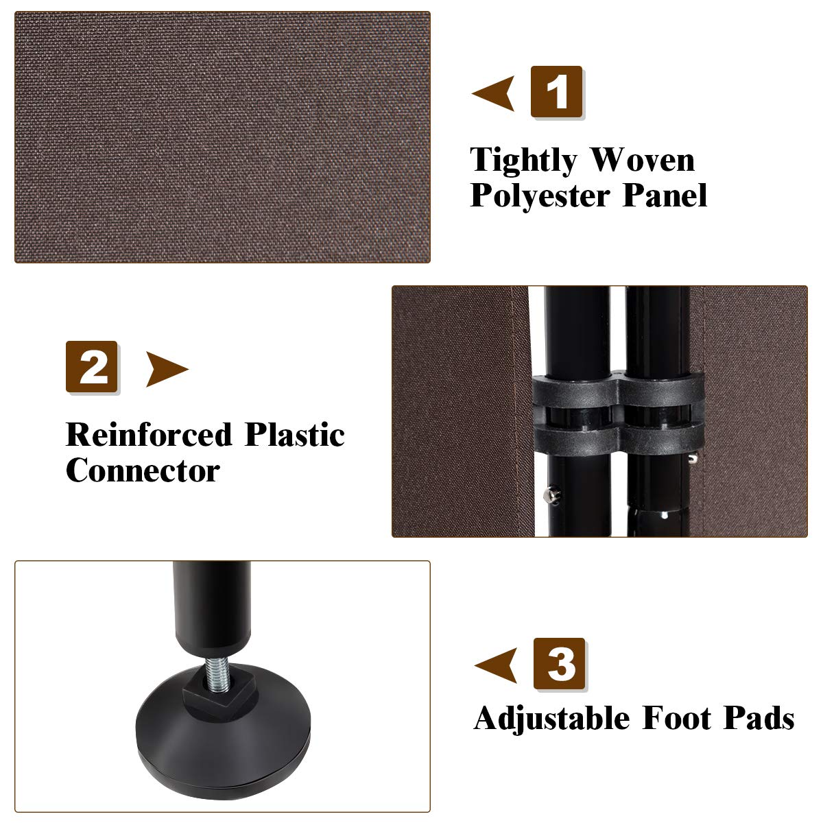 Giantex 4 Panel Room Divider, 5.6 Ft Folding Privacy Screen with Adjustable Foot Pads (Coffee) - Giantexus