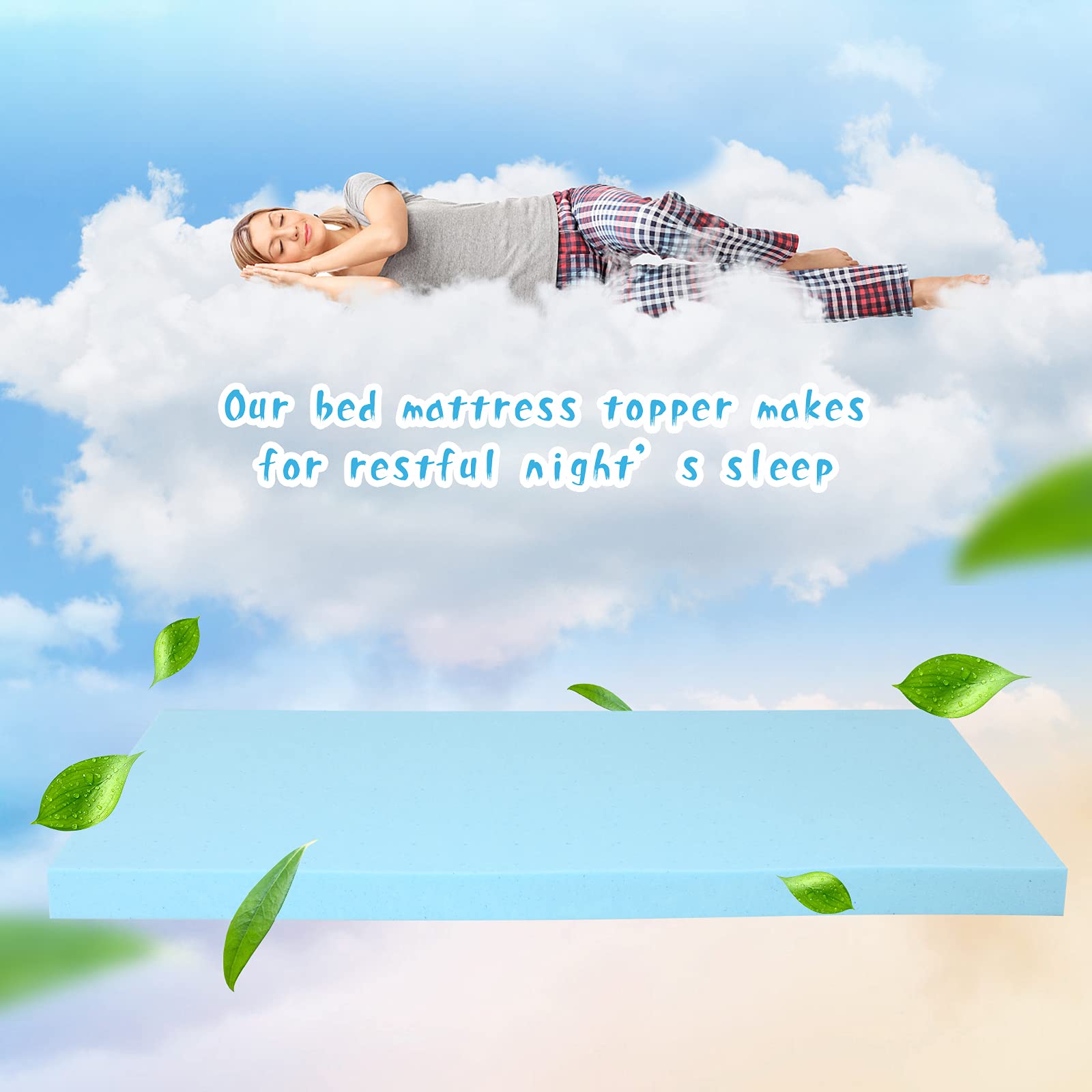 Giantex 3 Inch Memory Foam Mattress Topper, Gel-Infused Cooling Bed Topper with Ventilated Design for Pressure Relieving