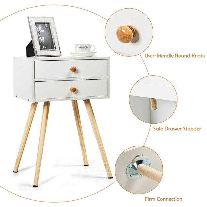 Giantex Nightstand W/2 Drawers for Bedroom
