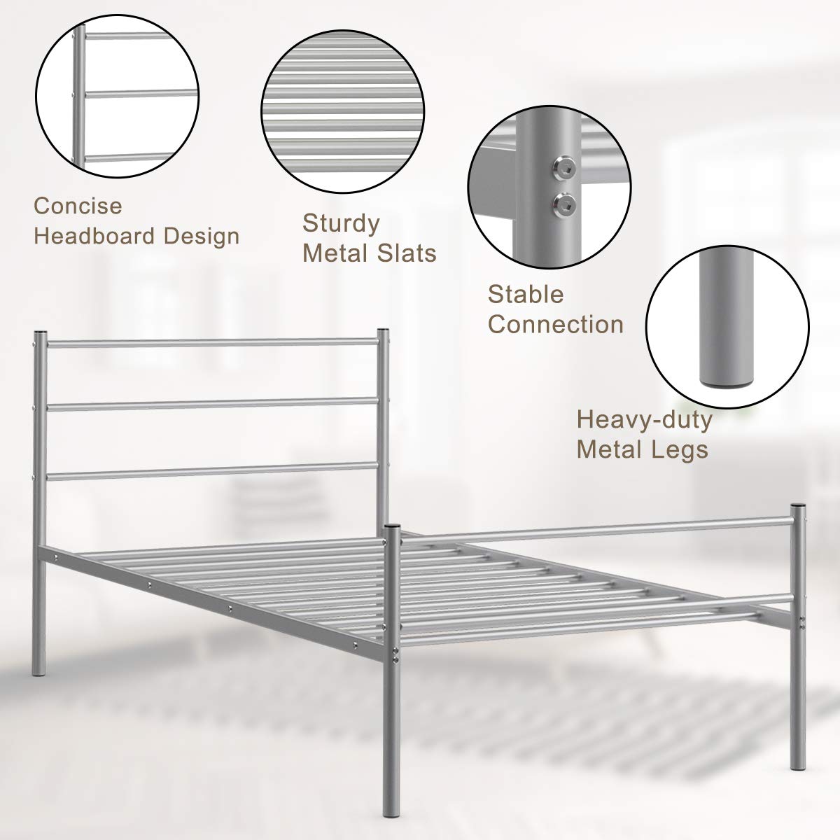 Giantex Platform Bed with Headboard and Footboard