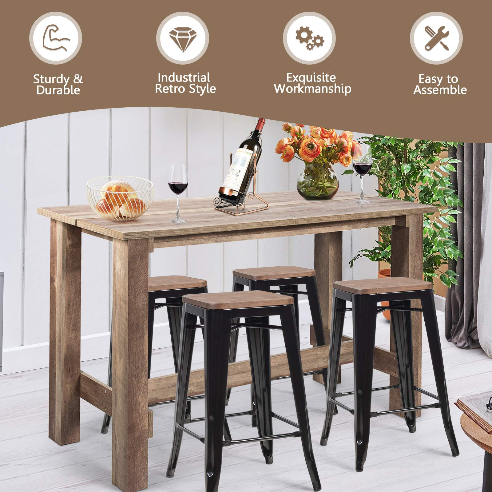 Giantex 5 Pcs Counter Height Dining Table Set