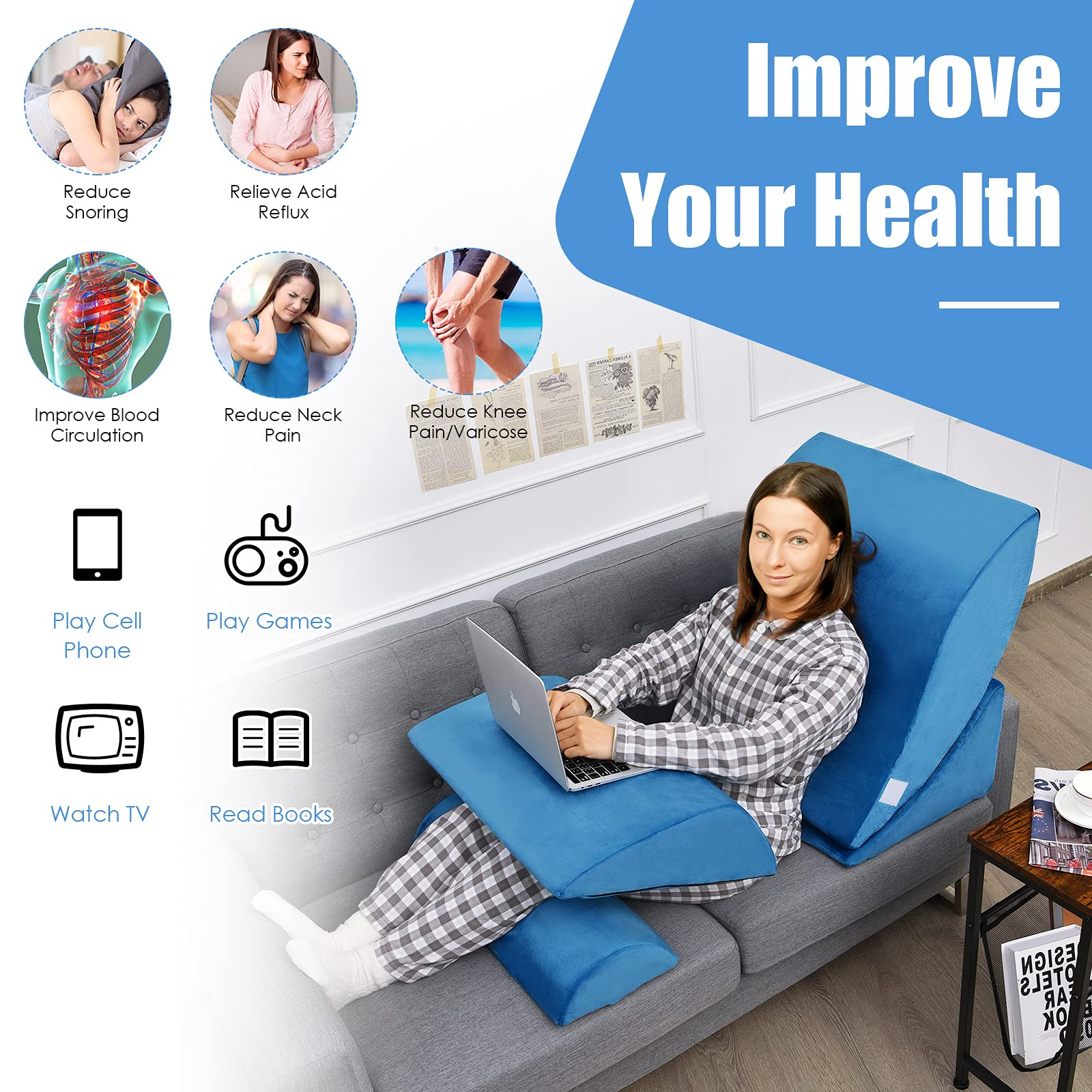 4 PCS Wedge Pillow Set - Giantex