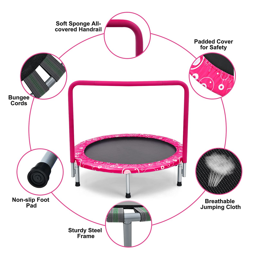 36-Inch Mini Kids Trampoline with Foamed Handle