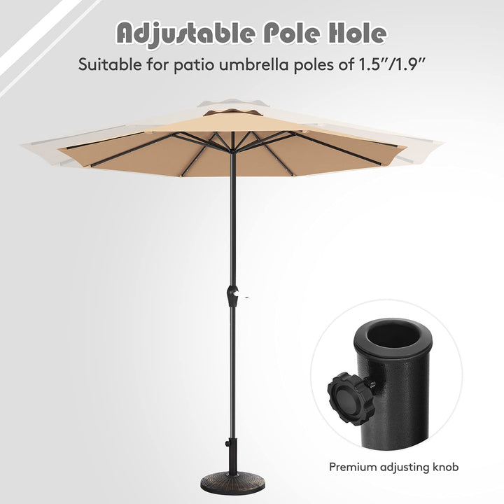 Giantex Round Patio Umbrella Base for 1.5" or 1.9" Diameter Pole, 27 lbs Heavy-Duty Resin Outdoor Umbrella Stand