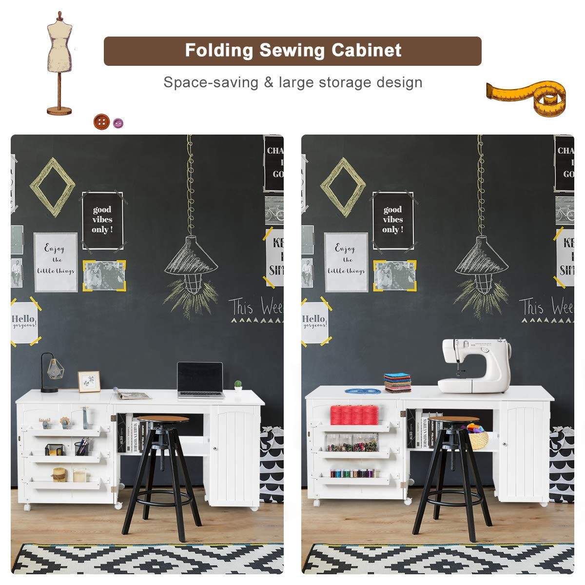 Giantex folding shop sewing craft table