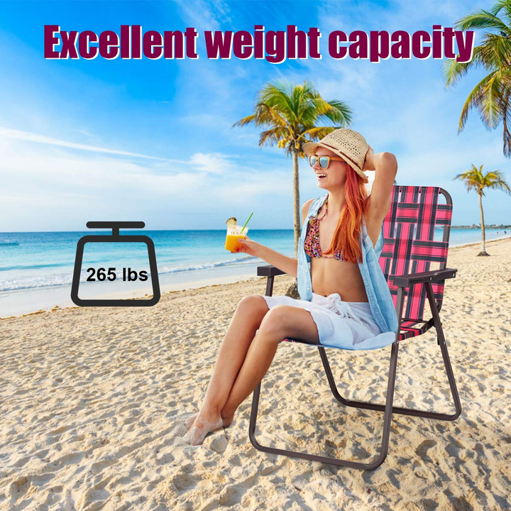 Giantex Folding Lawn Chairs Set of 6 Outdoor Portable Beach Chair W/Stable Steel Frame