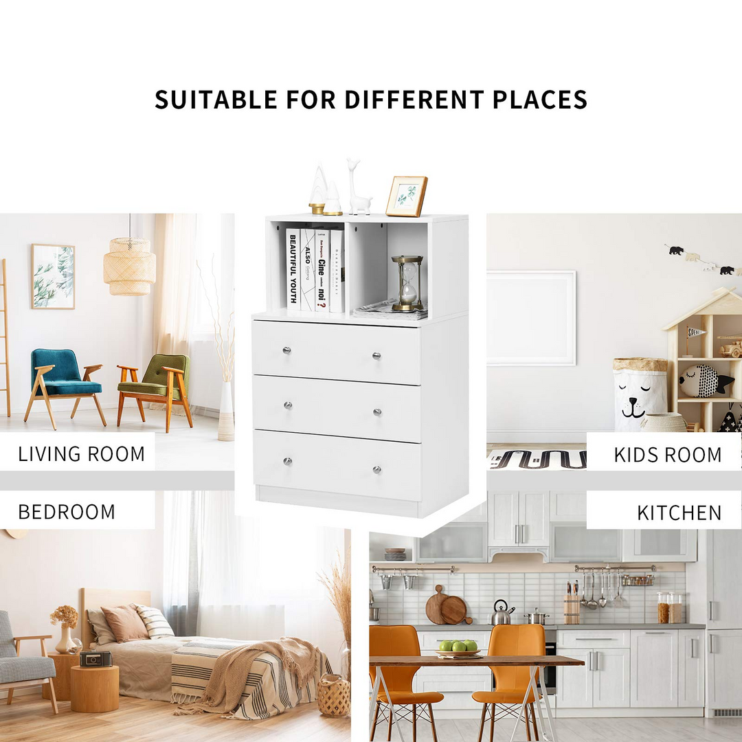 Dresser with 3 Drawers and 2 Cubbies Functional Organizer