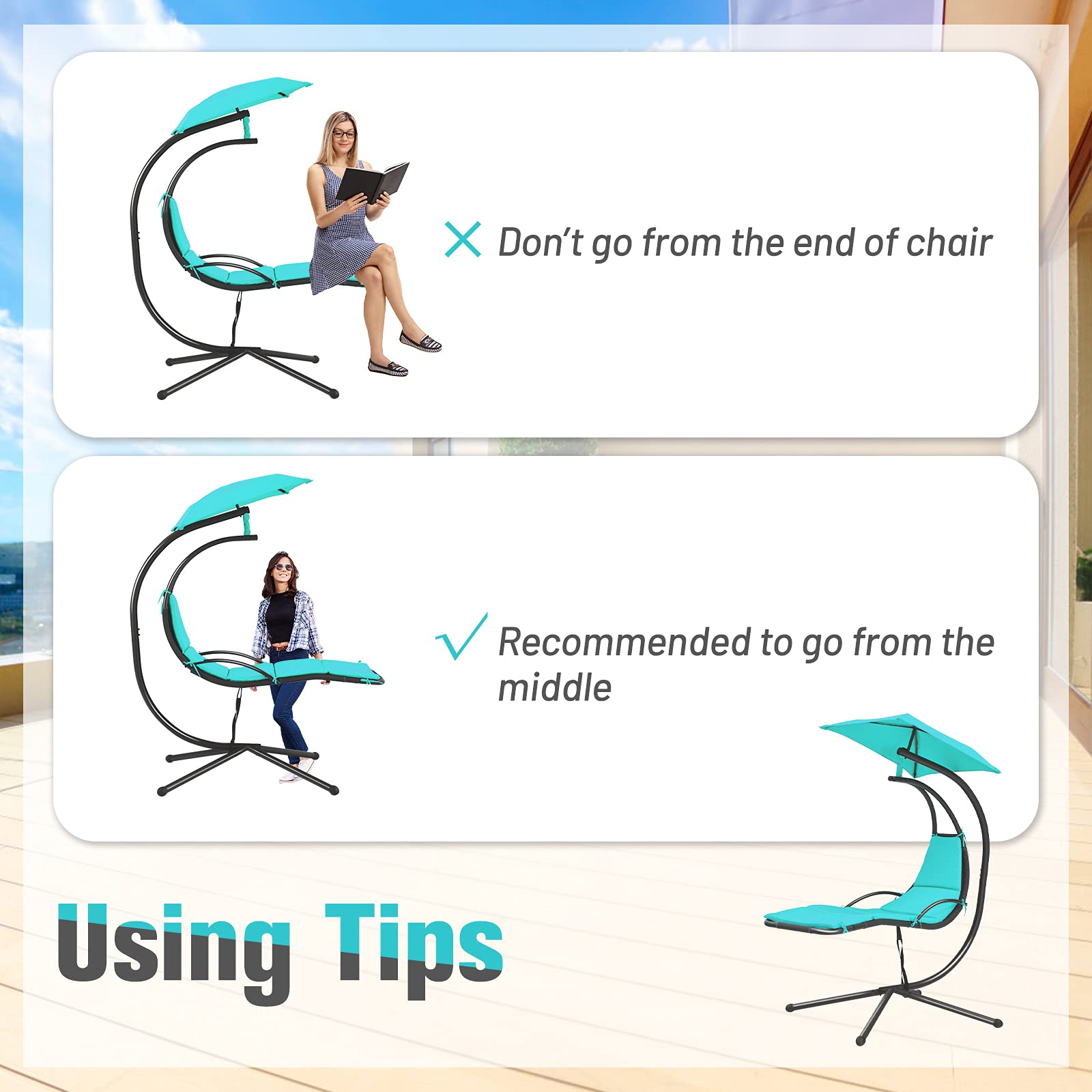 Giantex Hanging Arc Chaise Hammock for Patio Poolside Backyard Garden Porch