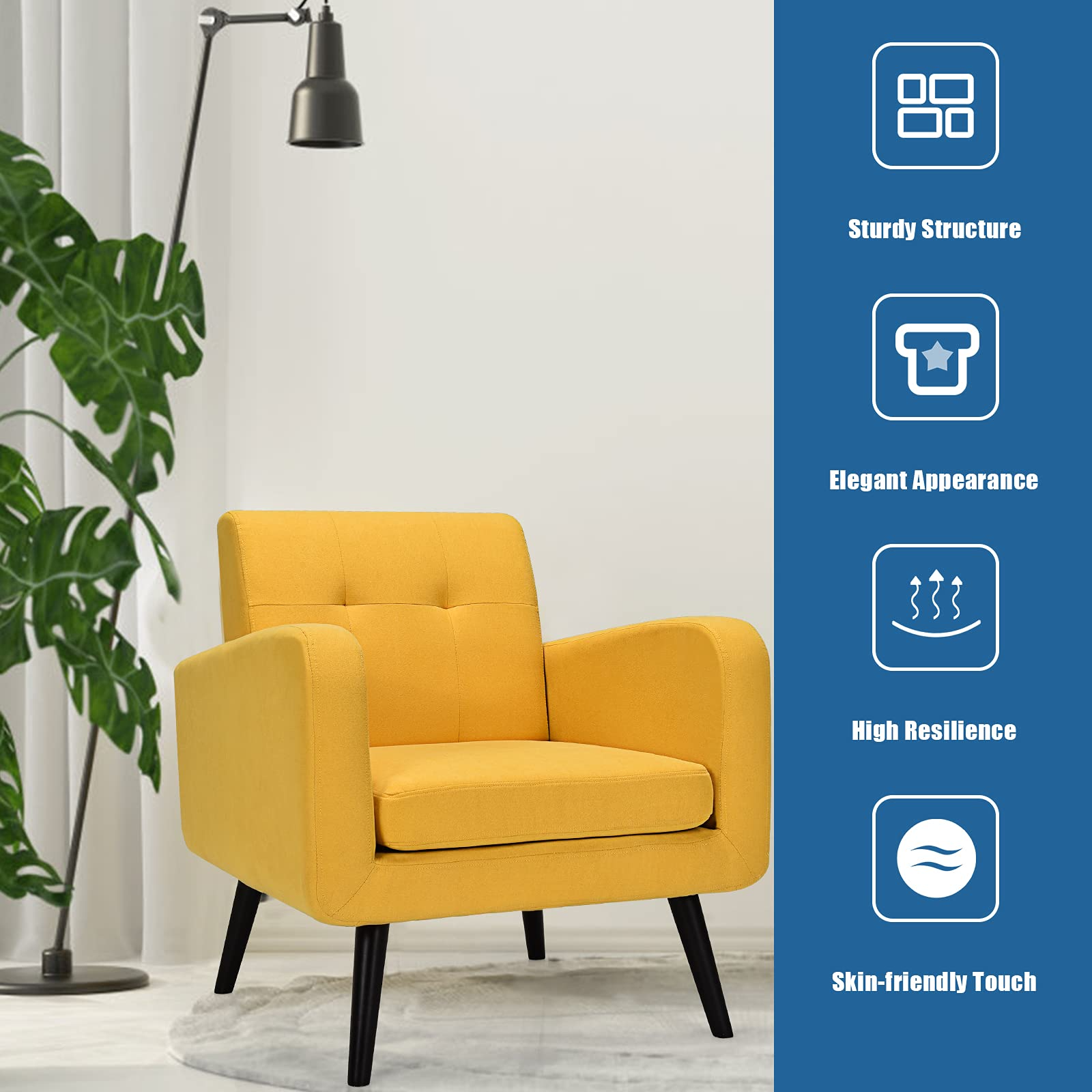 Set of 2 Modern Upholstered Accent Chairs - Giantex