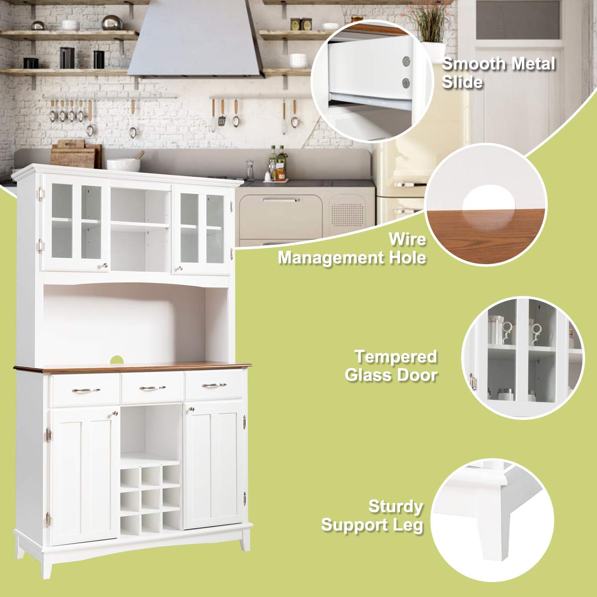 Giantex Buffet Hutch Cabinet, Kitchen Hutch Sideboard