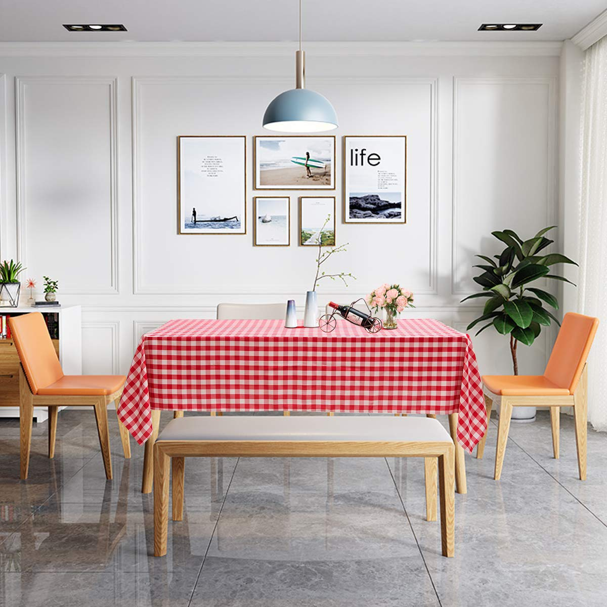 Giantex 10 Checkered Tablecloth Rectangle |60"X102", Stain Resistant, Wrinkle Resistant and Spill Proof Gingham Table Cloths