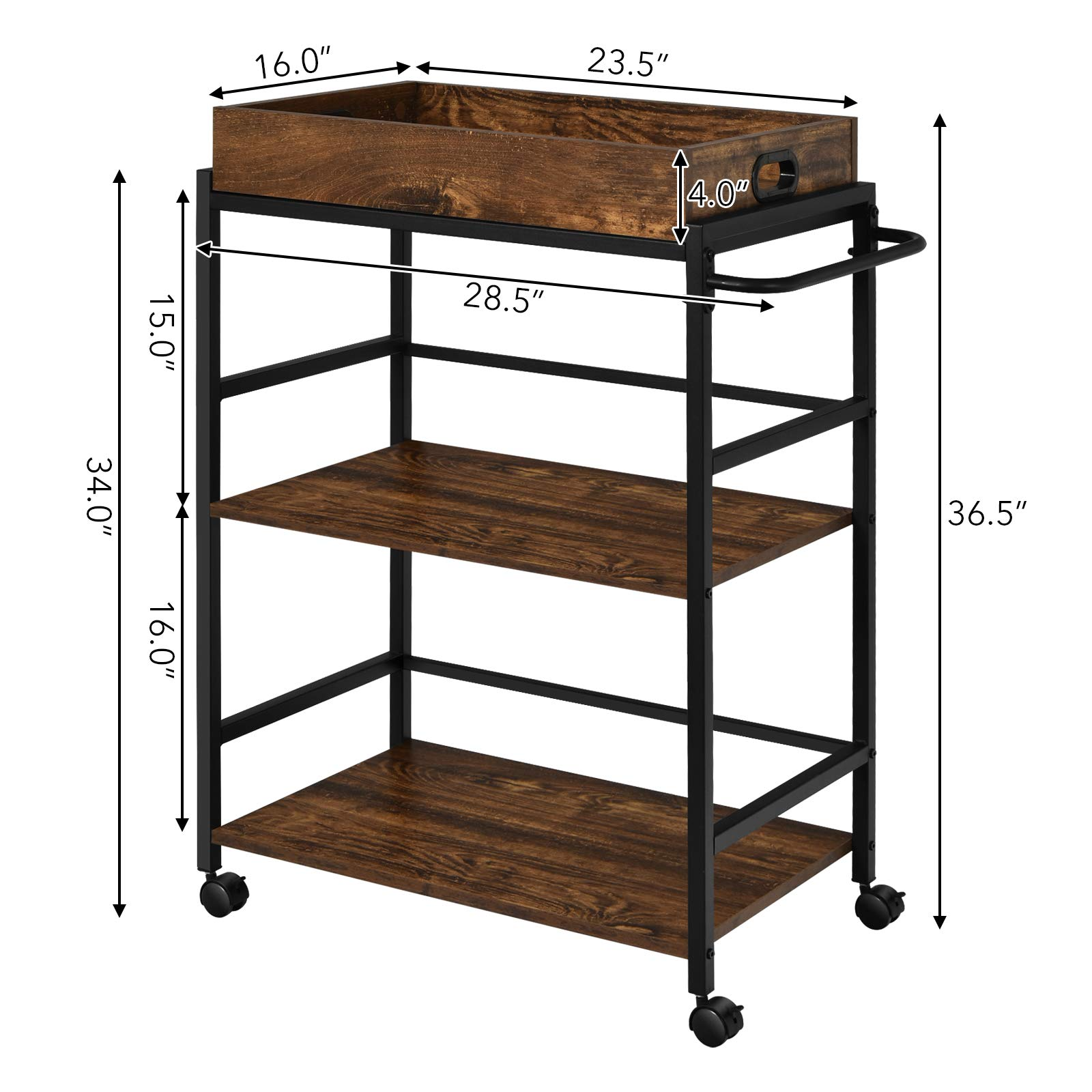 Giantex Kitchen Island Cart, Industrial Bar Cart on Wheels