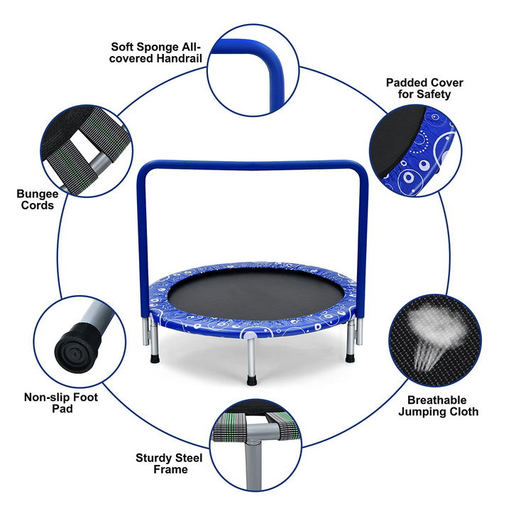 36-Inch Mini Kids Trampoline with Foamed Handle